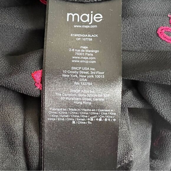 Maje Rengia Heart Print Pleated Sheer V Neck small - Picture 9 of 11